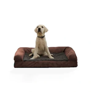 BS-PB-012-Brown Кровати для собак крупных пород Моющийся съемный чехол на молнии и нескользящее дно